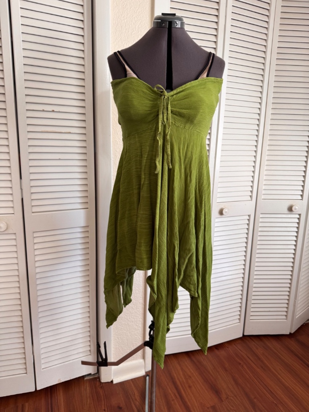 "Lost Island" strapless 100% cotton summer sun dress bright green L/XL - Picture 2 of 16